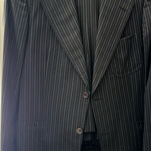 GUCCI Luxury Wool navy pin strip Suit 40 R Mens